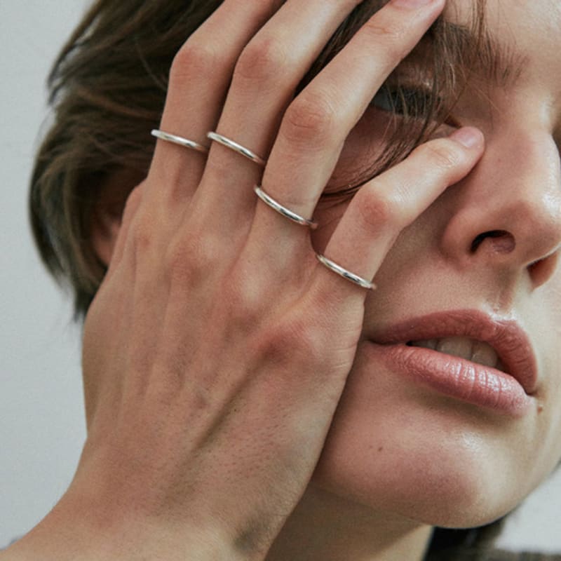 green [925 silver] Five.silver.227 / filet layered ring