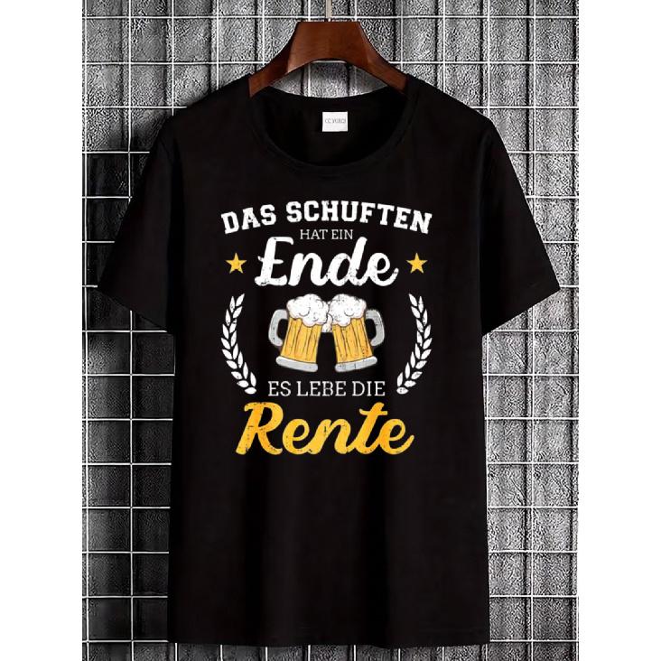 Black T Shirt with Beer Mugs And German Text Das Schuften Hat Ein Ende Es Lebe Die Rente for Retirement Celebration S чёрный