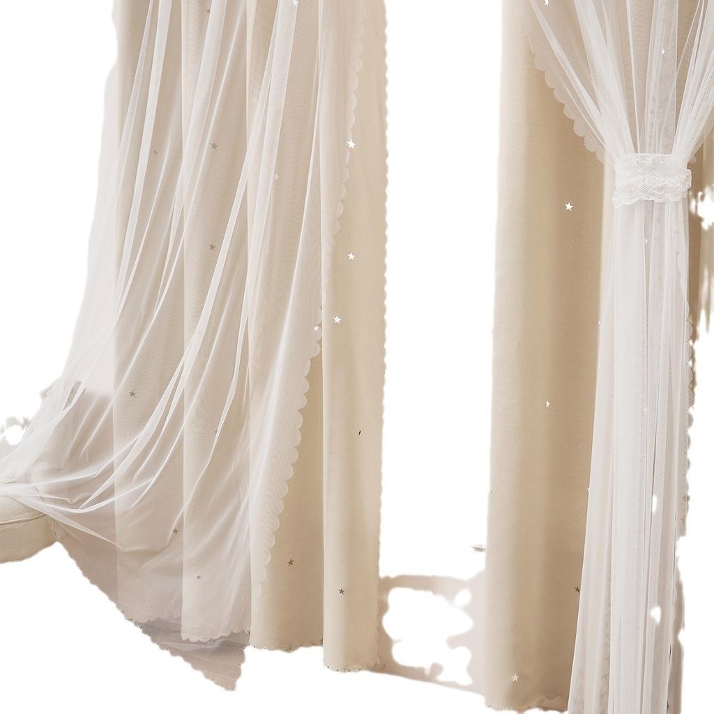 Overseas Gauze Curtain Source Lace Blackout Home Stars Double-Layer Curtain Finished Product