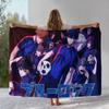 Anime Blue Lock Football Cartoon Flannel Blanket,Ultra Soft Warm Plush Throw for Home Bedroom Bed Sofa Cover Office Camping Gift