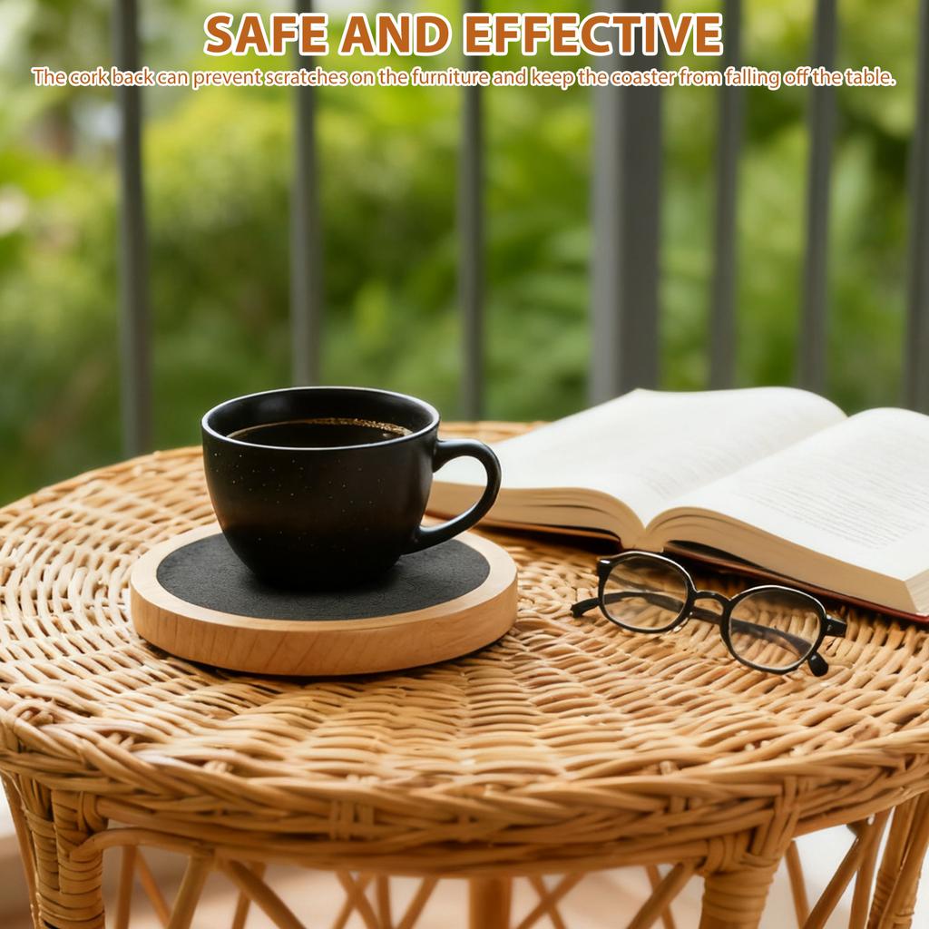 5Pcs Wooden Coaster Round Square Beech Blank Wood Cup Mat With Absorbent Felt Durable Heat Resistant Tea Coffee Cup Pad Placemat