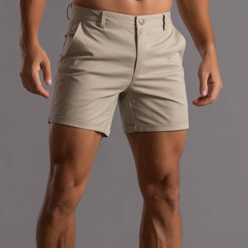Men Solid Color Slim Fit Casual Shorts