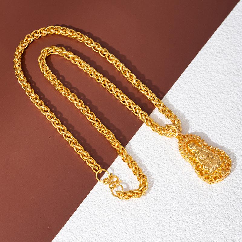 Vietnamese Sand Gold Necklace Men'S Gold-Plated Color Will Not Fade For A Long Time, Pattern Dragon Chain Maitreya Buddha Guanyin Brand Domineering