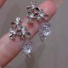 New Silver Needle Flower Zircon Earrings Women's Temperament Light Luxury Earrings Earrings