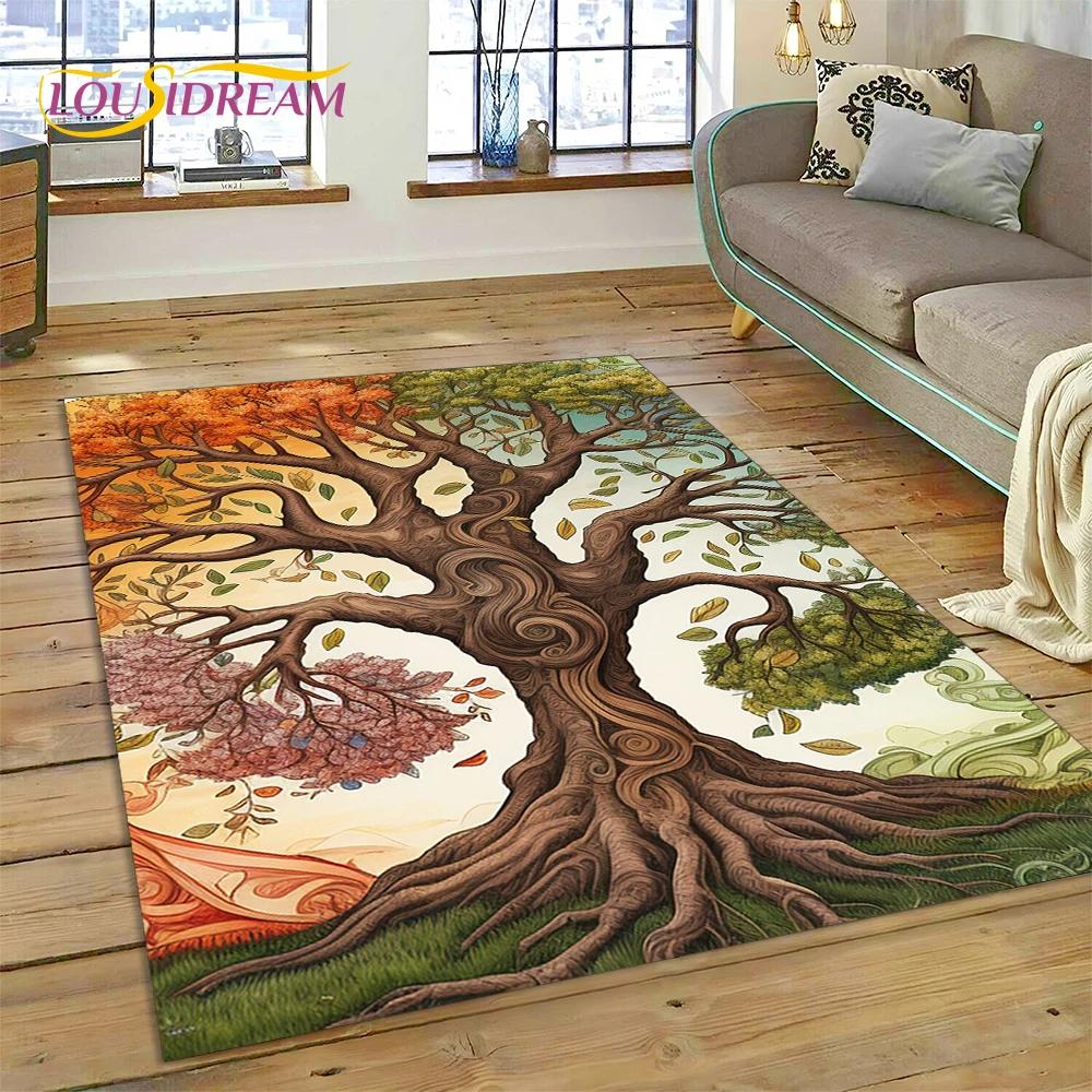 Tree of Life Nature Viking Yggdrasil Norse Carpet Rug for Bedroom Living Room Home Sofa Decoration,Child Large Decor Floor Mat