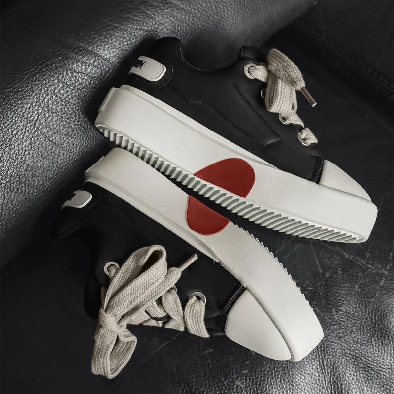 Men Chunky Sneaker Men Designer Board Shoes Fashion Casual Microfiber Leather Shoes for Men Upper Height Increased Platform Shoe