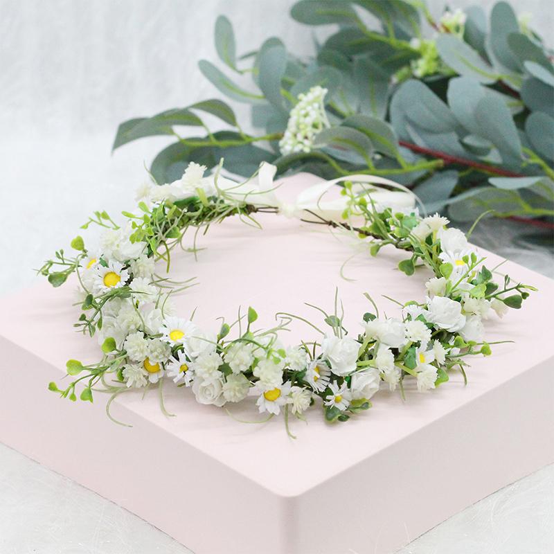 Breathable White Flower Crowns Tiaras Hairbands Romantic Sweet Gardland Women Wedding Hair Accessories