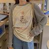 In Stock: Women's Korean Terry Loop Minnie Print Raglan Long Sleeve Casual T-shirt for Autumn 2025