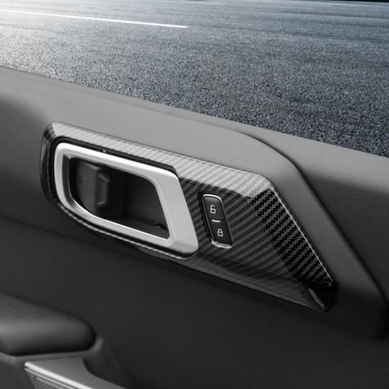 Interior Door Handle Bowl Cover Trims Bezels for Ford Bronco + Carbon Fiber
