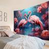 HVEST Pink Flamingo Tapestry Tropical Bird and Pink Floral In Rainforest Tapestry Wall Hanging Forest Nature Landscape Wall Art for Bedroom Living