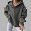 Felpa con cappuccio oversize da donna con scollo a V e tasca Felpa classica foderata in pile Felpa semplice da donna