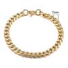 5 PCS Men's Gold Plated Stainless Steel Curb Cuban Chain Link Bracelet 3/5/7/9/11 mm
