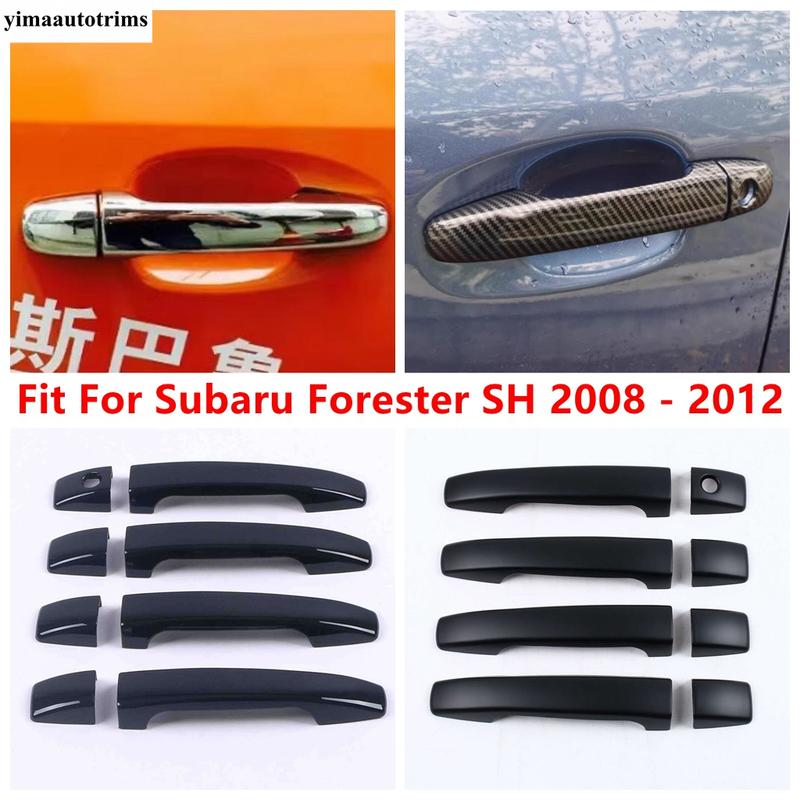 For Subaru Forester SH 2008 2009 2010 2011 2012 ABS Chrome Carbon Fiber Black Door Handle Cover Trims Car Styling Accessories