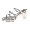 Crystal slippers women's outer wear 2025 summer new fairy with skirt transparent sandals thick heel open toe high heel sandals