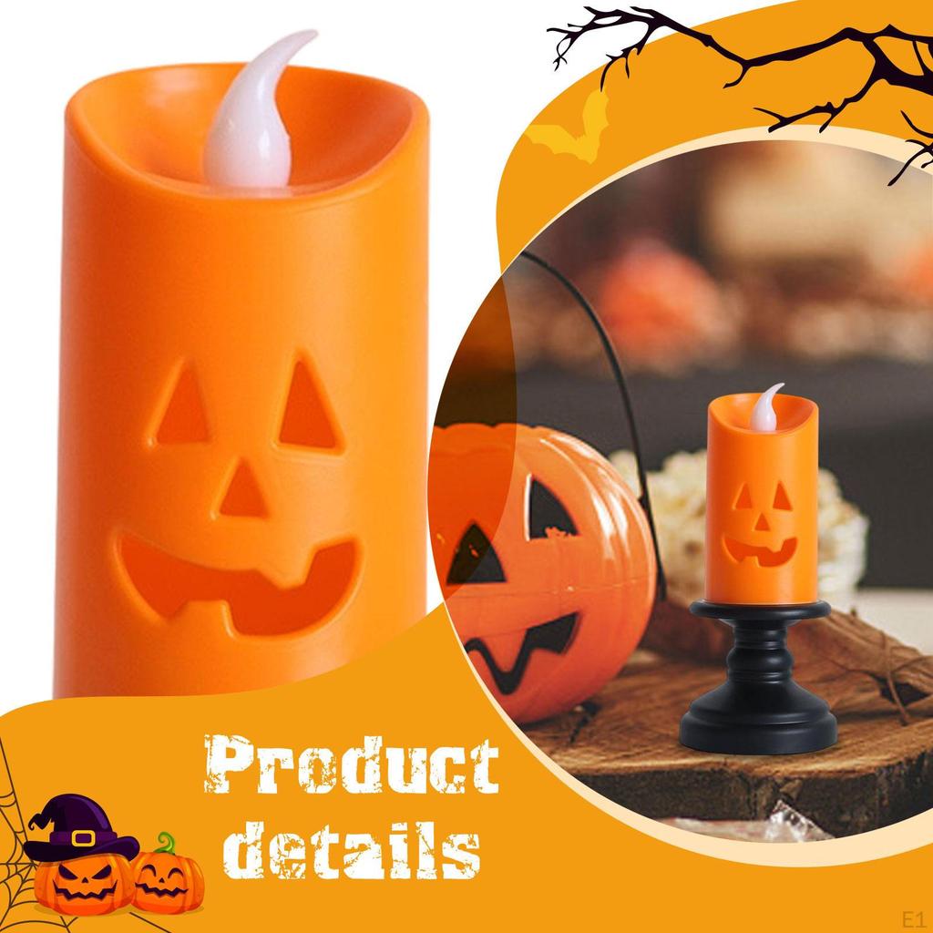 12Pcs Halloween Pumpkin Lights Candlesticks Table Decors Desktop Ornaments for Venue Themed Events