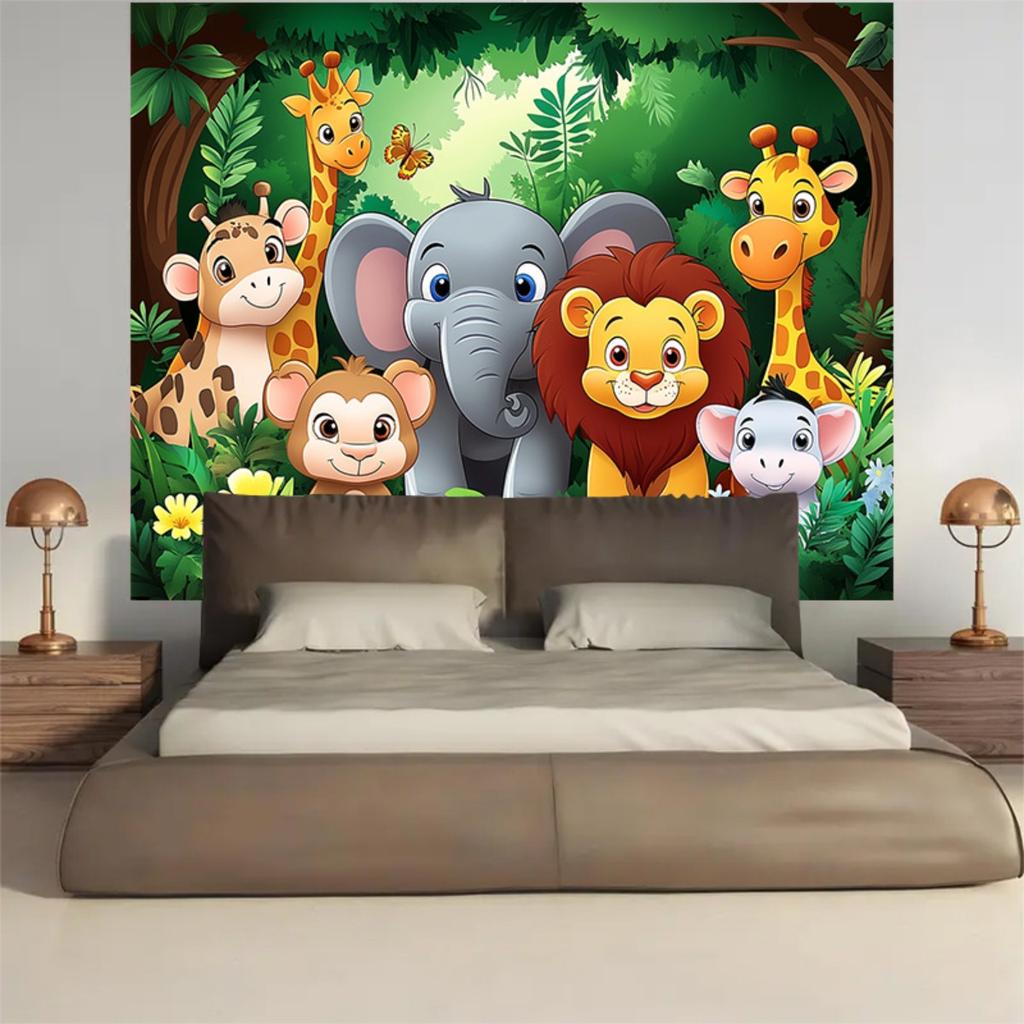 2D Plane 1 Piece of Jungle-themed Wall Mural Suitable for Birthday Celebration Events and Home Decoration