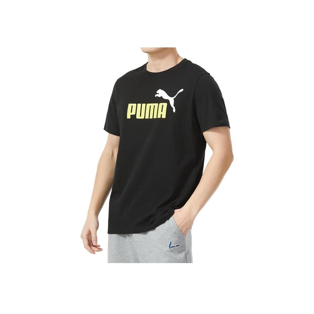 Puma Letter Logo Printed American Vintage Round Neck Breathable Sports Short Sleeve T-Shirt Men Tops Black 847666-59