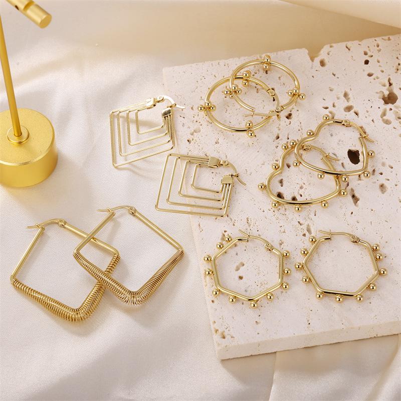 18K Gold Geometric Stainless Steel Minimalist Earrings
