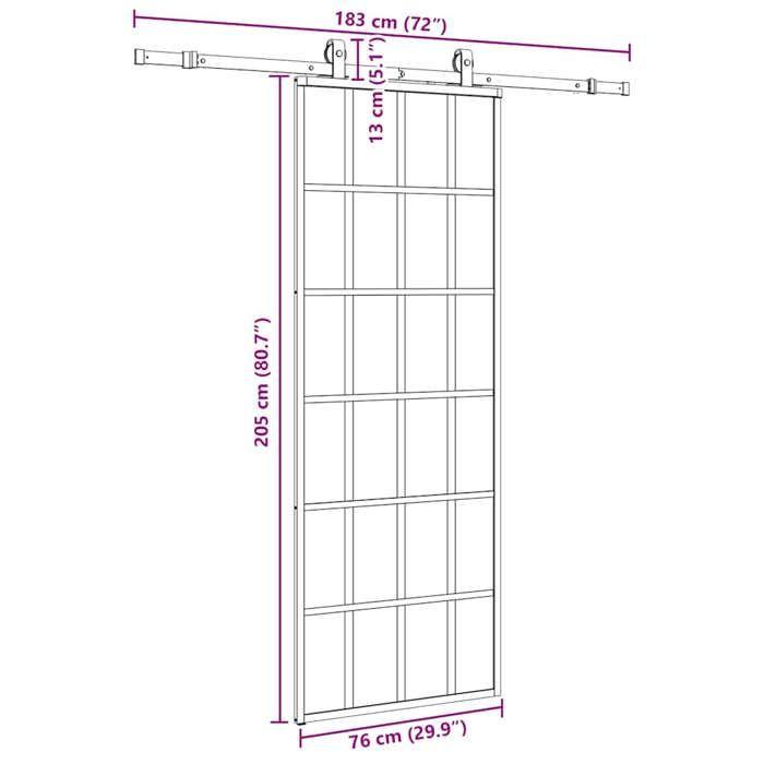 VidaXL Porte coulissante kit de quincaillerie noir 76x205 cm verre ESG, porte intérieure, porte de grange intérieure, porte 3375793