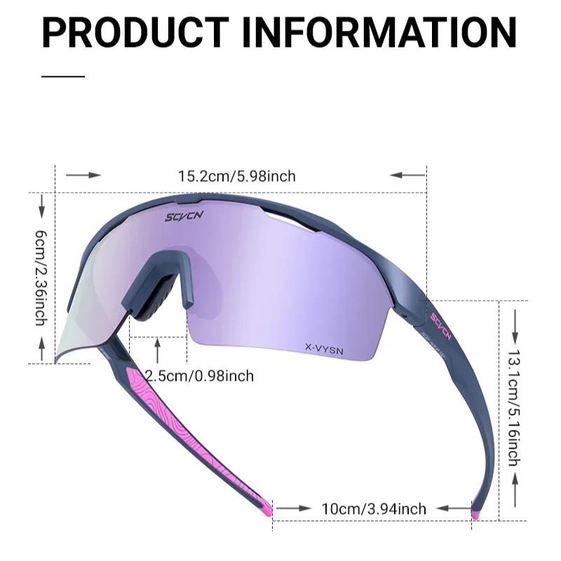 SCVCN Photochrome Sonnenbrille für Herren Radsportbrille MTB Fahrrad Sonnenbrille Sportbrille Laufbrille Fahrrad UV400 Damen