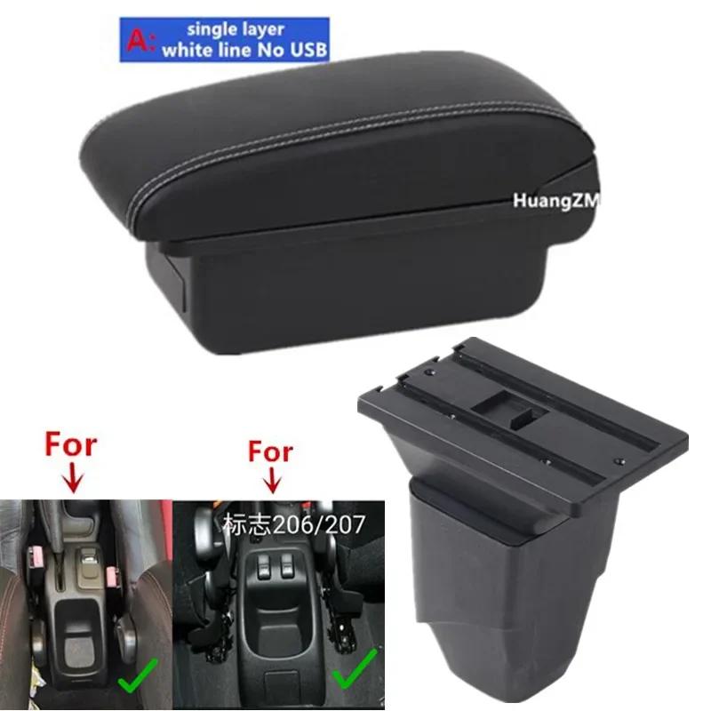For Peugeot 206 Armrest box For Peugeot 206 207 CC Cabrio Armrest Box Central storage Box Retrofit Interior Car Accessories