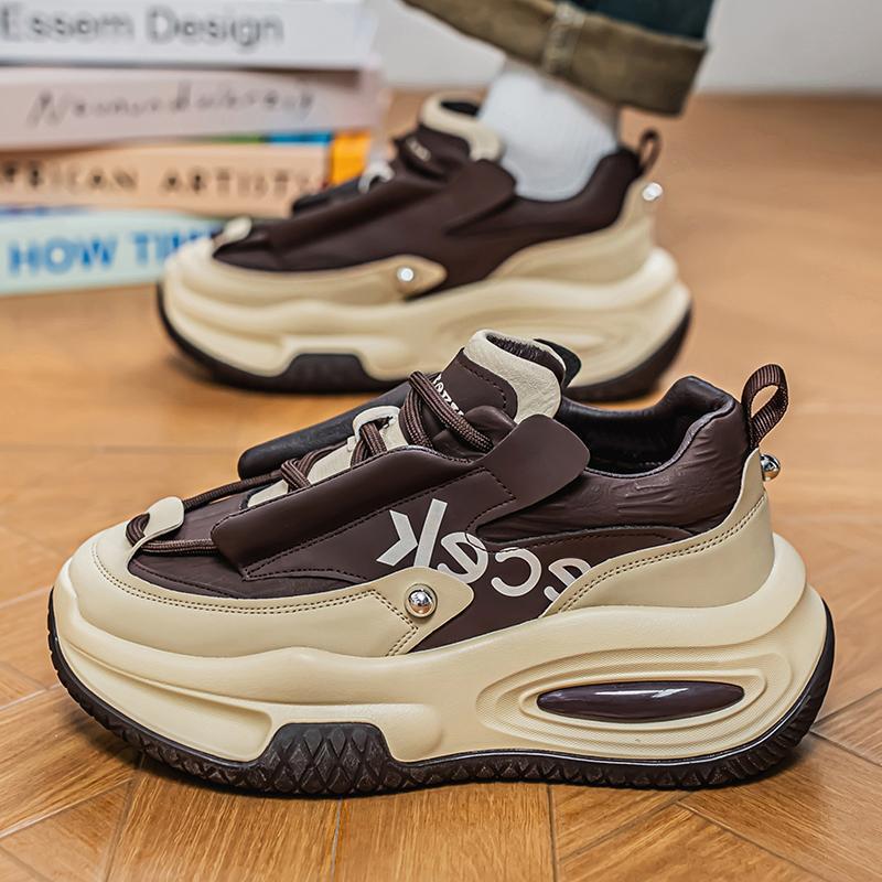 Shoes new spring and autumn new youth leather waterproof sports platform casual dad shoes