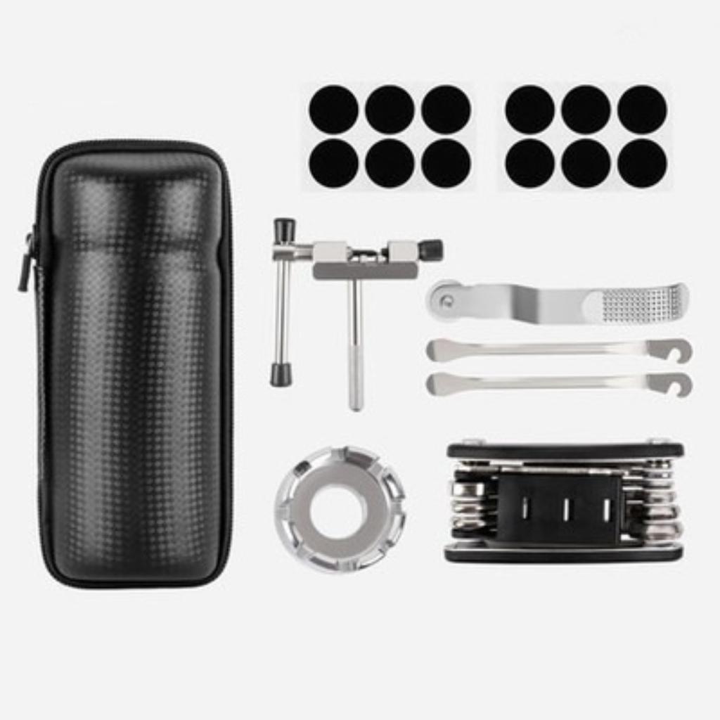 Bicycle tool sets, bicycle repair toolboxes, sealed zippers, bicycle tire repair kits, bicycle maintenance kits