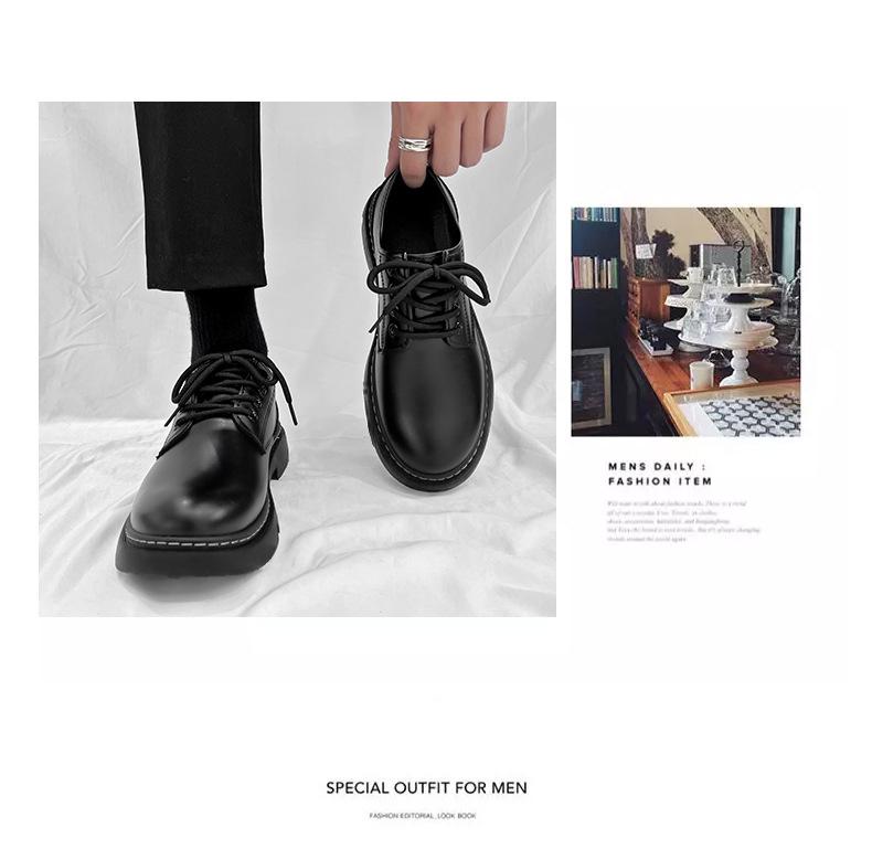 Men's Casual Black Leather Martin Boots - Small, Formal, Business, Work Shoes