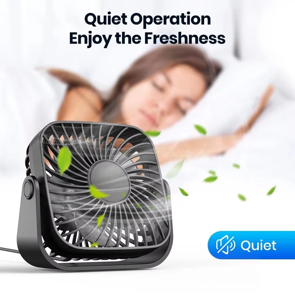 4Inch USB Mini Portable Fan for Camping 3 Speeds Quiet Desk Table Personal Fan 360°Adjustment Standing Fans for Room Home