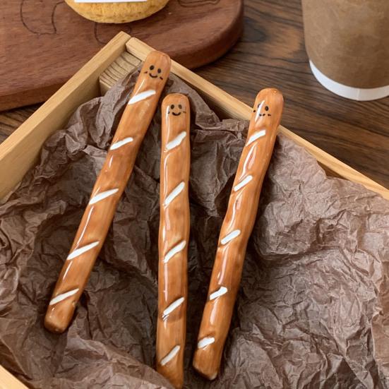 Baguette Coffee Stirrer Ceramic Mixing Stick Cute French Bread Design Heat-Resistant Coffee Spoon for Tea Beverage Stirring Kitchen Decor