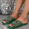 Women's Rhinestone Butterfly Slip-On - Sparkling Open-Toe Faux Cover Slippers with Rhinestone-Adorned Strap,B Party Wedding Beach Shoes