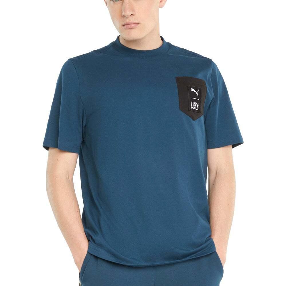 Puma American Retro Dopamine Brand Logo Printed Crew Neck Short Sleeve T-Shirt Men T-Shirt Blue 532337-65