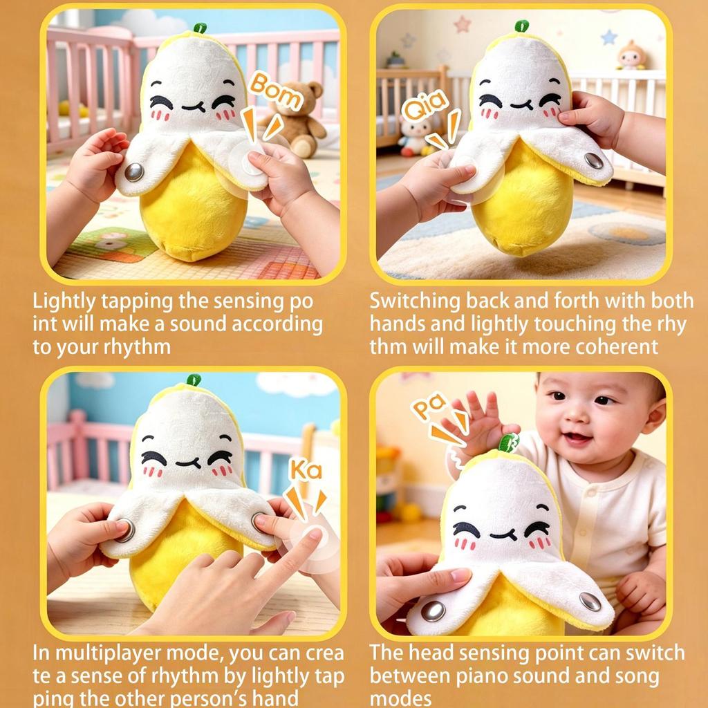 Musical Sensory Toy Soft Fruit Doll Plush Interactive Learning Toy with Sounds for Kids Educational Sensory Gift for Boys Girls