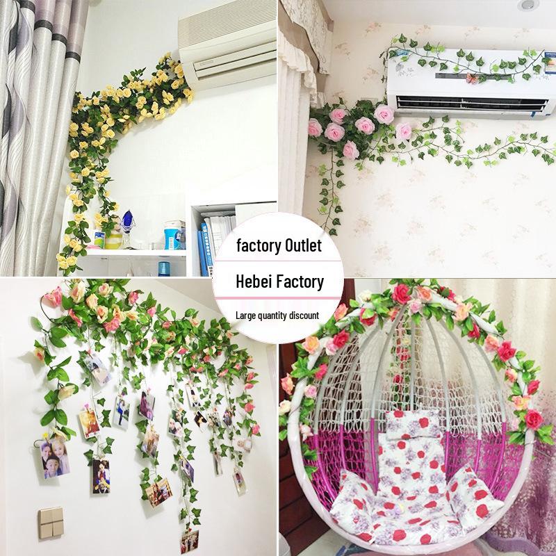 Artificial Rose Flower Vine for Indoor Decoration: Ceiling Hanging & Living Room Decor