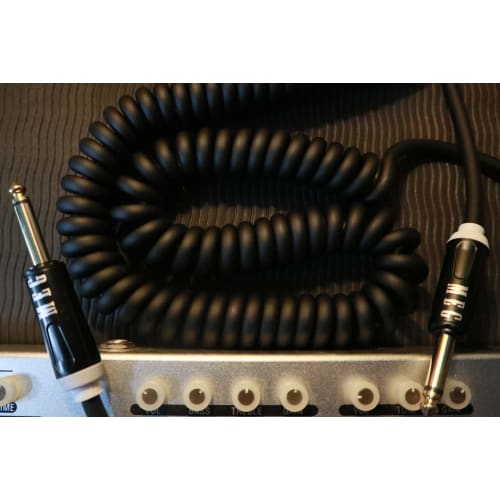Aestivate Guitar Coiled Cable, Bass Shielded, Curled Cord, 6.35mm Stereo Plug, Instrument Cable, 5m (Black)