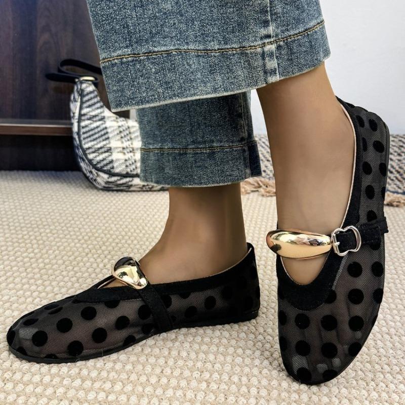 Korean Polka Dot Breathable Flat Bot Mary Women's Ballet Round Head Single Soft