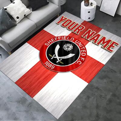 Tapis Personnalisé Sheffield United FC pour Salon Chambre Maison Décoration Canapé, Tapis de Sol Antidérapant pour Jouer aux Enfants
