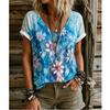 Женская летняя футболка с цветочным принтом, короткий рукав, повседневные топы с принтом