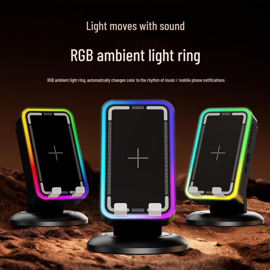 3-in-1 RGB Wireless Charging Stand with Bluetooth Speaker & Phone Holder