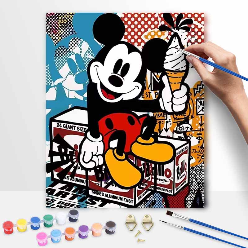Disney Mickey Mouse Pop Art oil paint by numbers painting kit handmade diy home decor gifts wall art canvas picture craft supplies