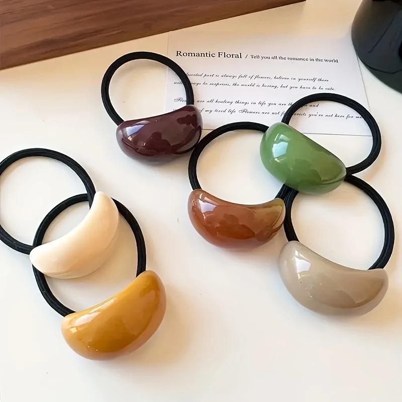 

Набор из 6 разноцветных эластичных простых резинок для волос, акриловые аксессуары для волос конфетного цвета, французский элегантный дизайн, симпатичная повязка на голову с резинкой 6pcs разноцветный