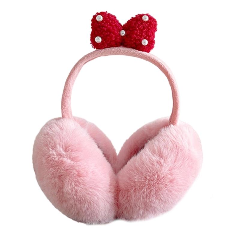 Multipurpose Plush Thermally Earmuffs With Cute Bows Design Comfortable Winter Ear Warmers For Cold Weather Activities
