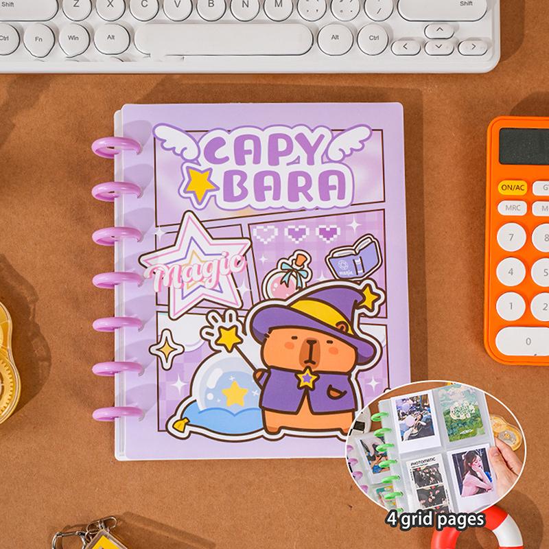 

Cute Four-Grid Card Loose-Leaf Photo Album High Quality Mini Idol Card Collect Book Cartoon Lovely Capybara Photocard Binder