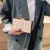 New Acrylic Banquet Bag Cross Border Banquet Handheld Gold Evening Bag Fashion One Shoulder Spliced Metal Small Square Bag