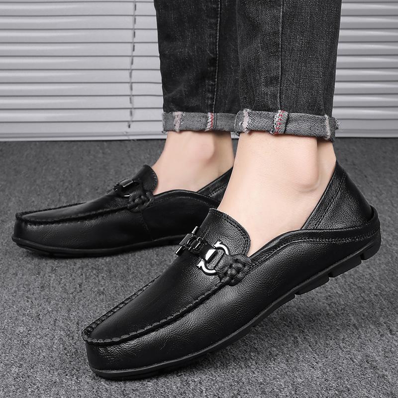 39-46 Fashion Men's Casual Slip On Leather Shoes Loafers Moccasins Flat Driving Shoes