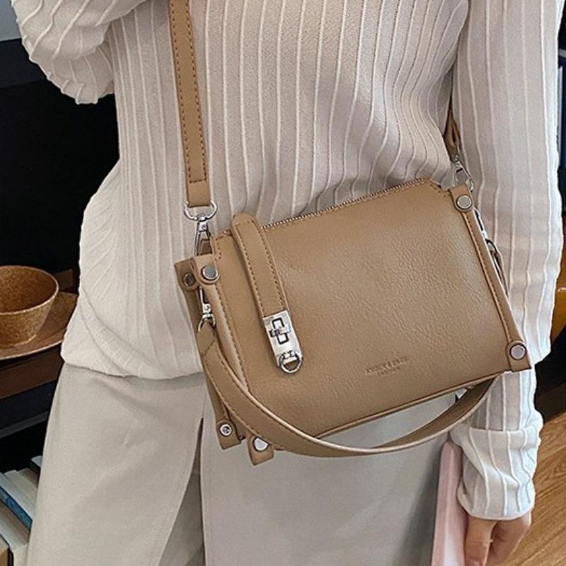 Summer new fashion soft box lock women's bag solid color casual shoulder crossbody armpit hand bag