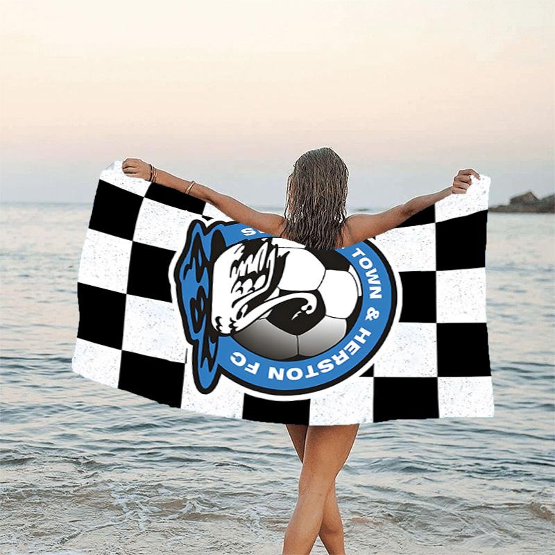 1 Stück Fußballmannschaft (80) Strandtuch, Strand- und Meeresufer-Schwimmbadausstattung, Modisches Muster, Rechteckig, Reiseutensilien