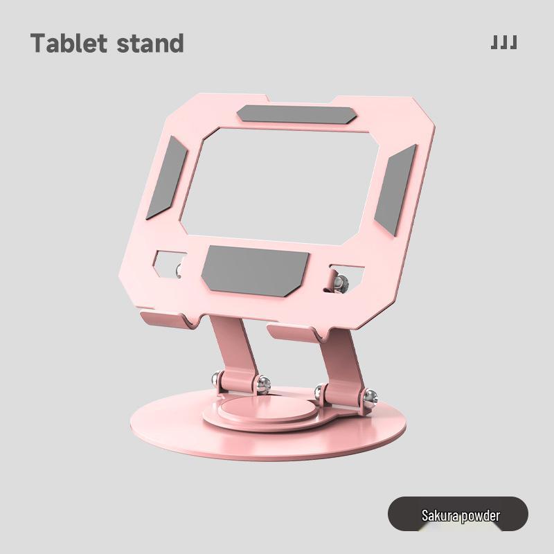 Universal 360° Rotating All-Metal Tablet Stand for Desktop Lifting, Folding, and Live Broadcasting