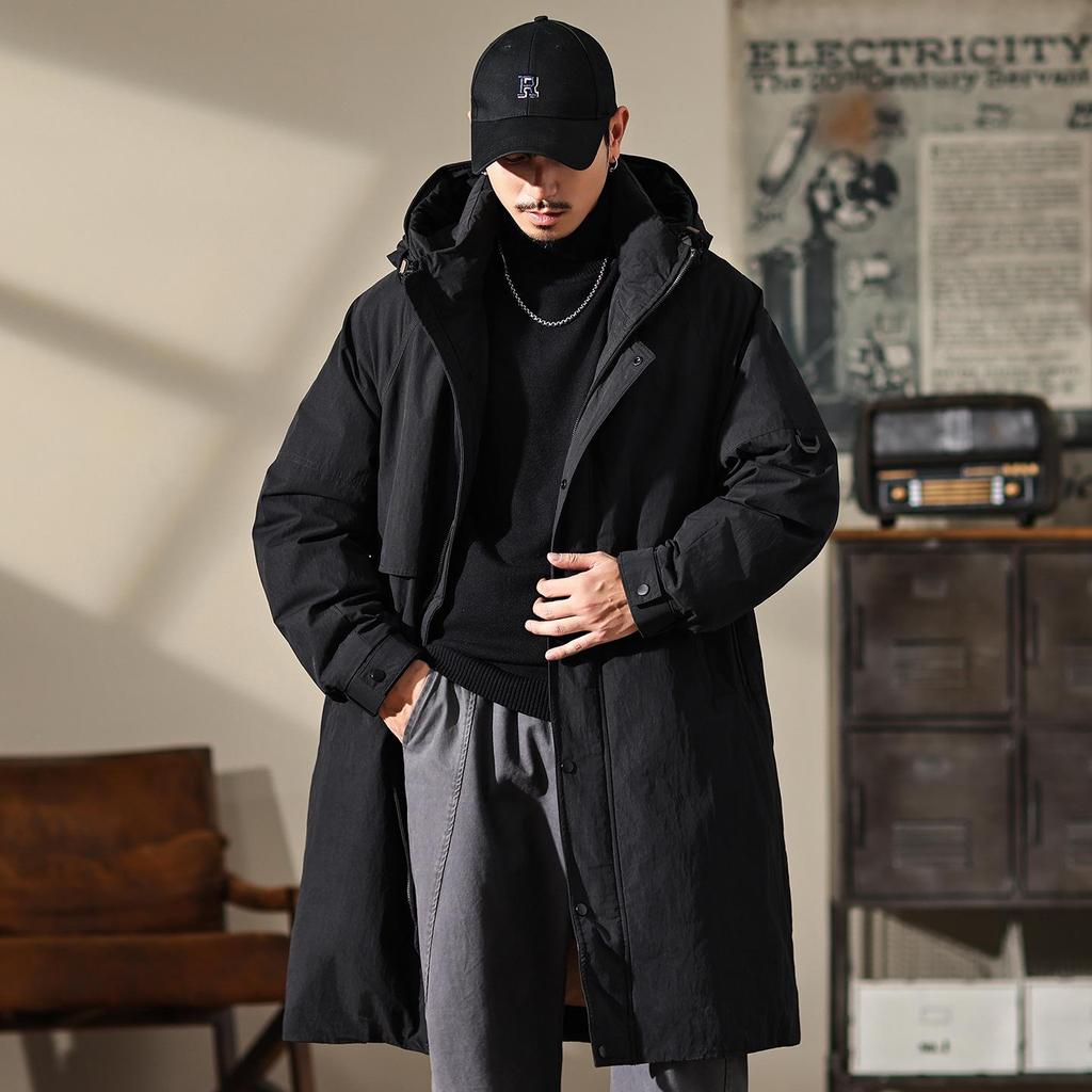 Xi Gao Men's Mid-Length Winter Down Jacket: High-Quality, Windproof, Warm, Thickened, Versatile, Casual.