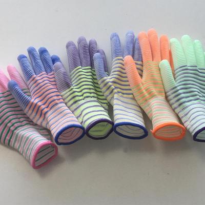 Atmungsaktive, Gestrickte, Schutzhandschuhe, Gestreift, Rutschfeste Handschuhe, Verschleißfest, Arbeitshandschuhe, Hohe Elastizität, Nylonhandschuhe